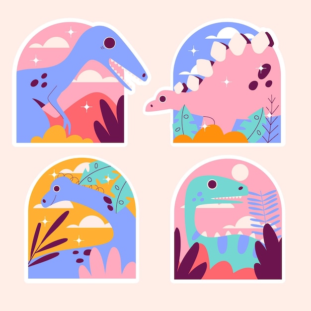 Naiwne naklejki z dinozaurami