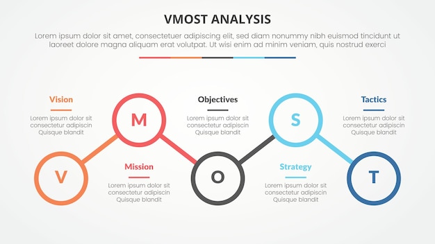 Bezpłatny wektor najwięcej analizy infografiki do prezentacji slajdów z obrysem okręgu linii połączenia w górę i w dół