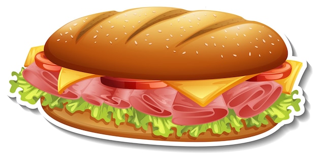Bezpłatny wektor naklejka z hamburgerem na białym tle