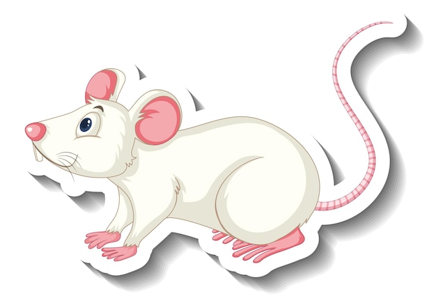 Bezpłatny wektor naklejka z kreskówki szczura laboratoryjnego