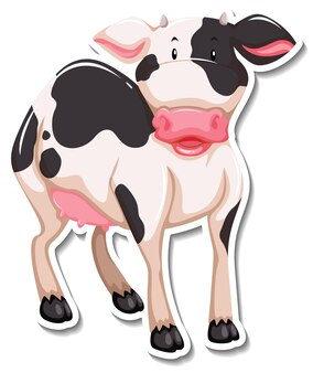 Naklejka z kreskówkowym zwierzęciem gospodarskim krowy