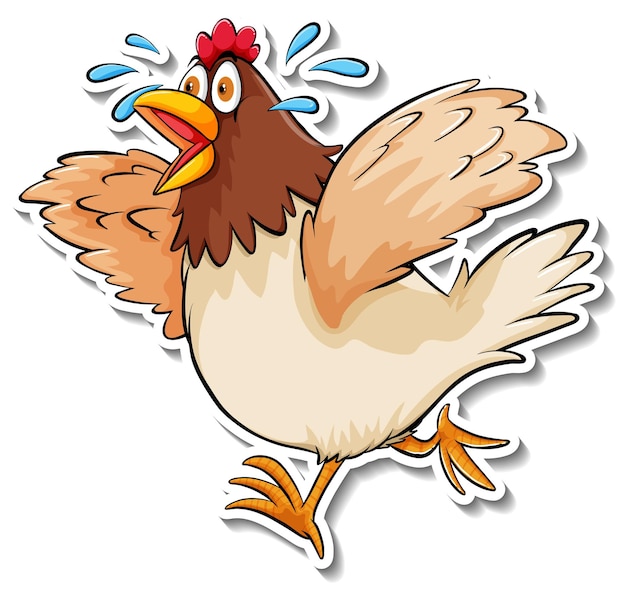 Bezpłatny wektor naklejka z kreskówkowym zwierzęciem z kurczaka