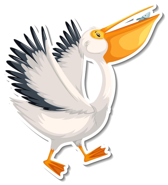 Bezpłatny wektor naklejka z ptakiem pelikan