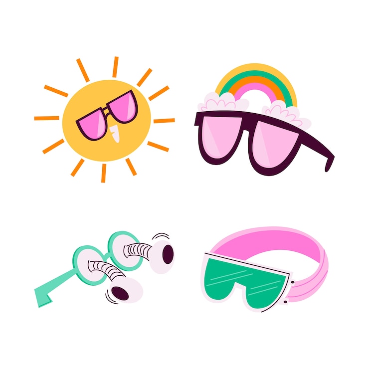 Bezpłatny plik Wektor naklejki okulary retro kreskówka