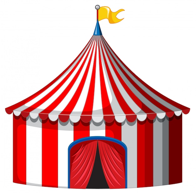 Bezpłatny wektor namiot cyrkowy w kolorze czerwonym i białym