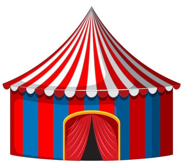 Bezpłatny wektor namiot cyrkowy w kolorze czerwonym i niebieskim