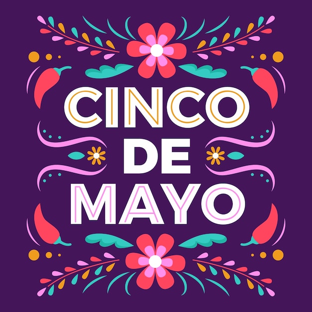 Napis Cinco De Mayo Z Kwiatami