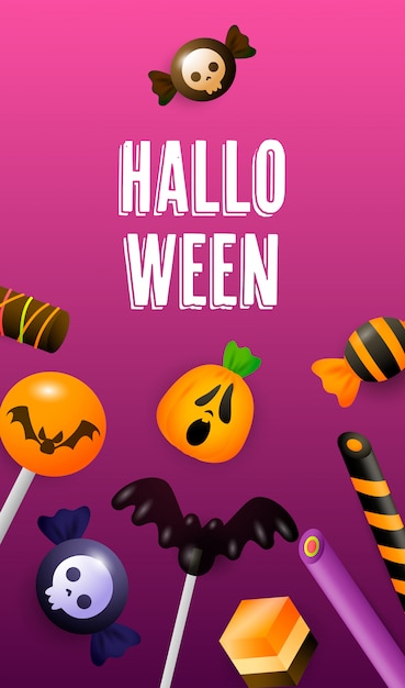 Napis Na Halloween Z Ciastami I Słodyczami Lollypops