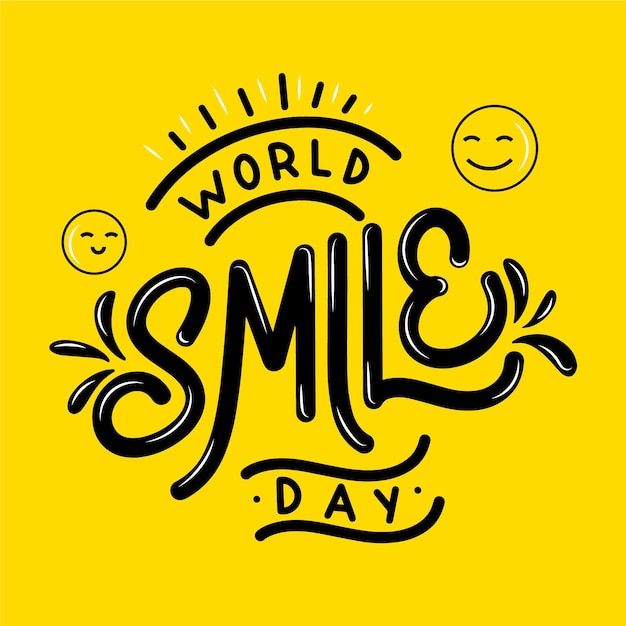 Bezpłatny wektor napis na światowy dzień uśmiechu