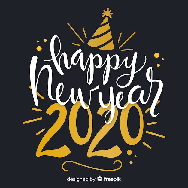 Bezpłatny wektor napis szczęśliwego nowego roku 2020
