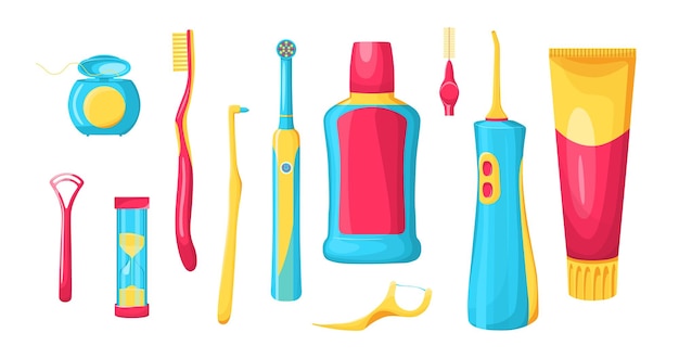 Bezpłatny wektor narzędzia do zestawu ilustracji wektorowych opieki dentystycznej