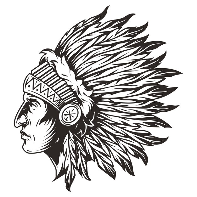Native american indian szef ilustracja głowy