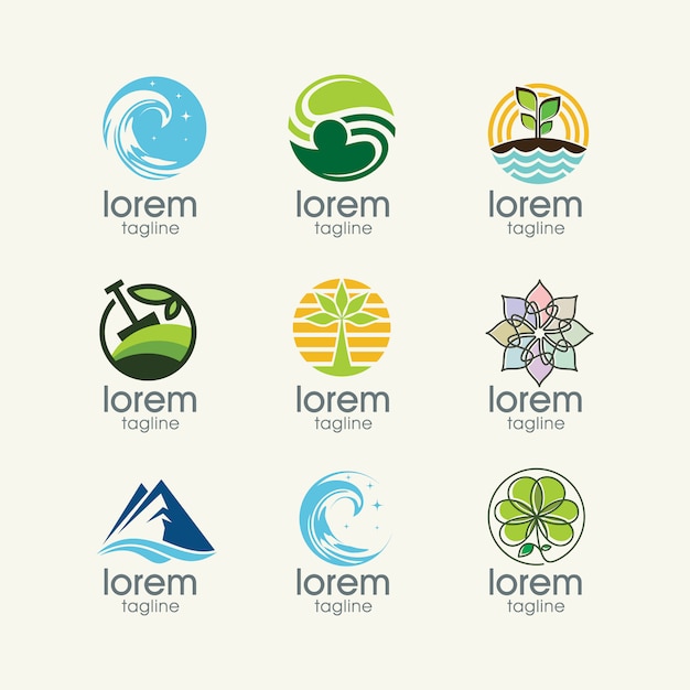 Bezpłatny wektor natura logo kolekcji szablonów