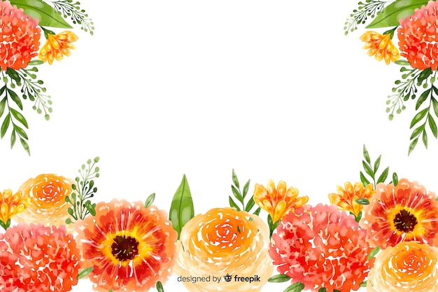Naturalne tło z kolorowych kwiatów akwarela