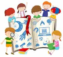 Bezpłatny wektor nauka książki i dzieci ilustracji