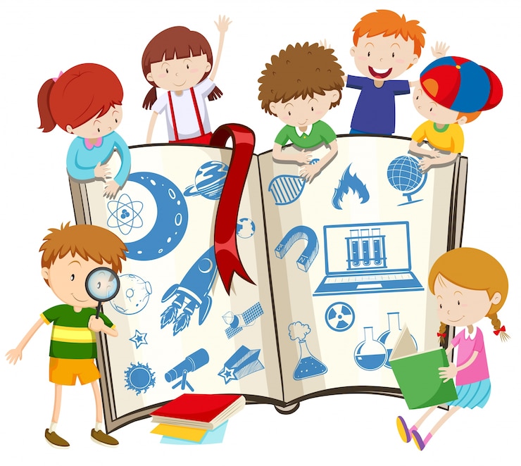 Bezpłatny plik Wektor nauka książki i dzieci ilustracji