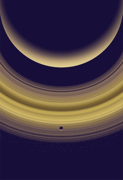 Naukowa ilustracja wektorowa gigantycznej planety pierścieniowej z orbitującym księżycem