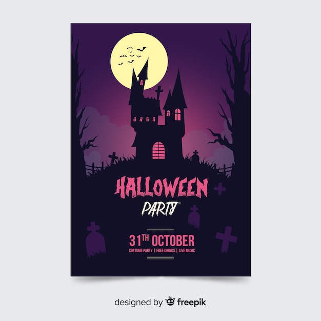 Nawiedzony Dom Halloween Party Plakat Szablon