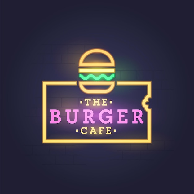 Bezpłatny wektor neon burgera