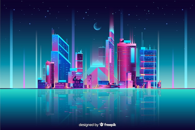 Neon Cityscape Tło