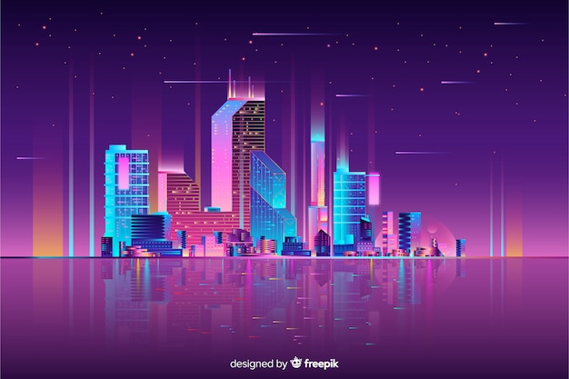 Neon Cityscape Tło