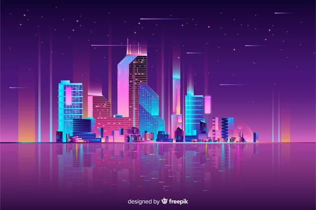 Neon Cityscape Tło