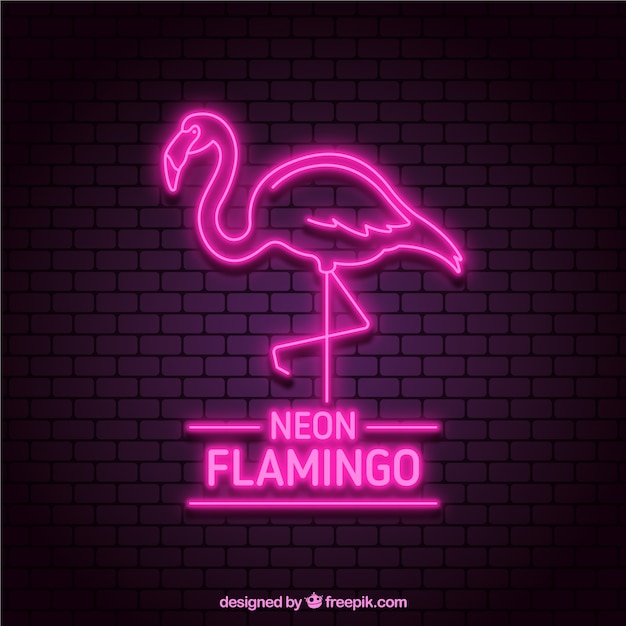 Neon flamingo z różowym światłem