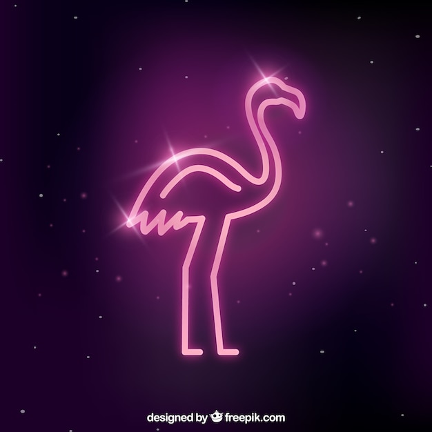 Bezpłatny wektor neon flamingo z różowym światłem