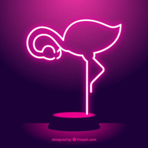 Neon flamingo z różowym światłem