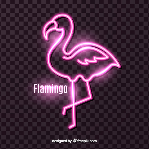 Bezpłatny wektor neon flamingo z różowym światłem