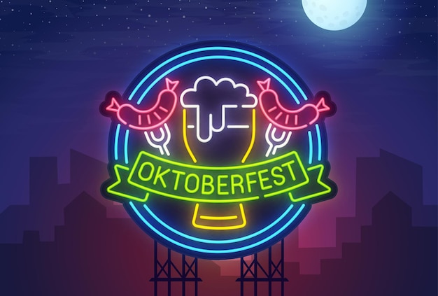 Bezpłatny wektor neon oktoberfest