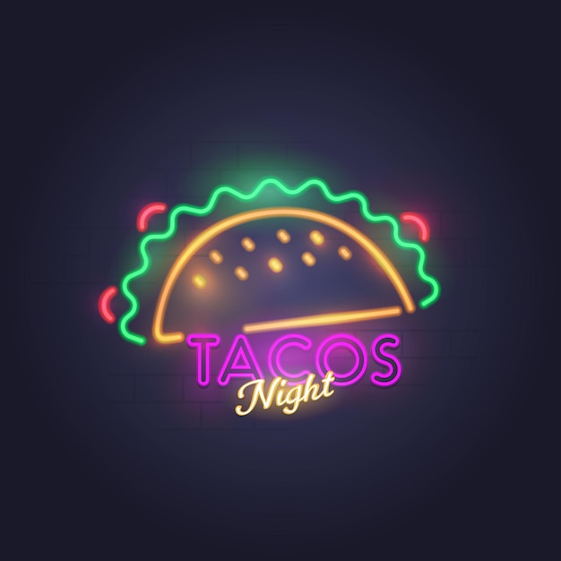 Bezpłatny wektor neon tacos