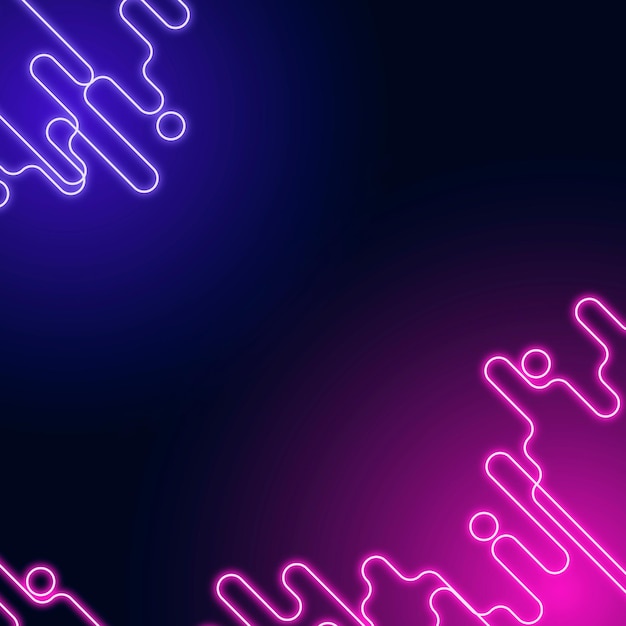 Bezpłatny wektor neonowa abstrakcyjna granica na kwadratowym ciemnym fioletowym