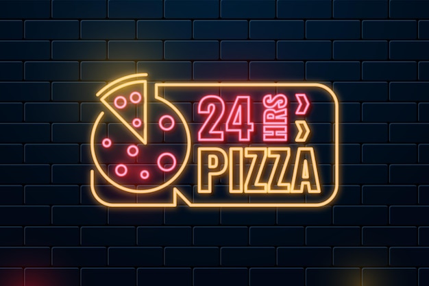 Bezpłatny wektor neonowa pizzeria znak