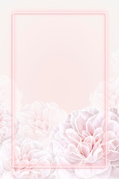 Bezpłatny wektor neonowa różowa ramka w kwiaty