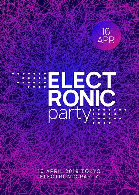 Bezpłatny wektor neonowa ulotka klubowa muzyka taneczna electro trance party dj electroni