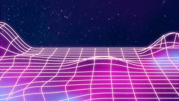 Neonowe tło synthwave z przestrzenią projektową