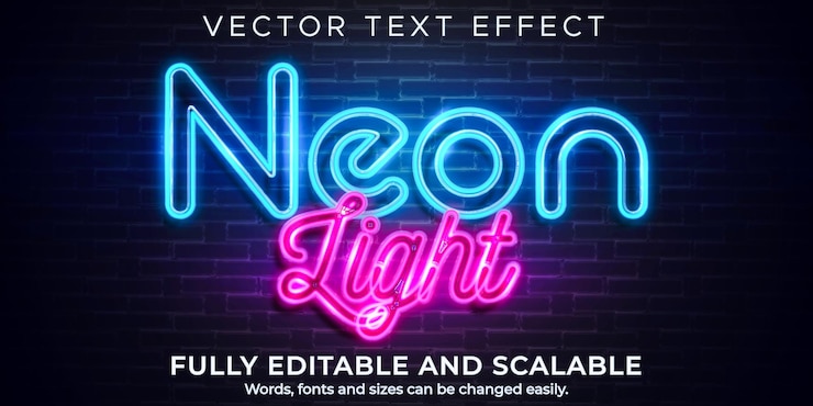 Bezpłatny plik Wektor neonowy efekt tekstowy