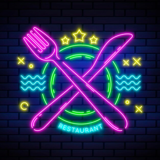 Neonowy znak restauracji