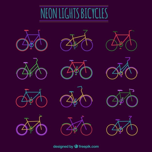 Bezpłatny wektor neony rowery kolekcji