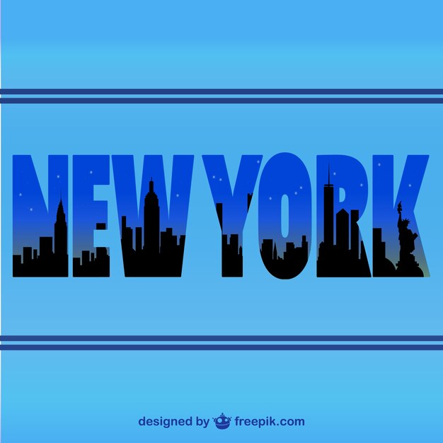 New York skyline sylwetka typograficzny wektor