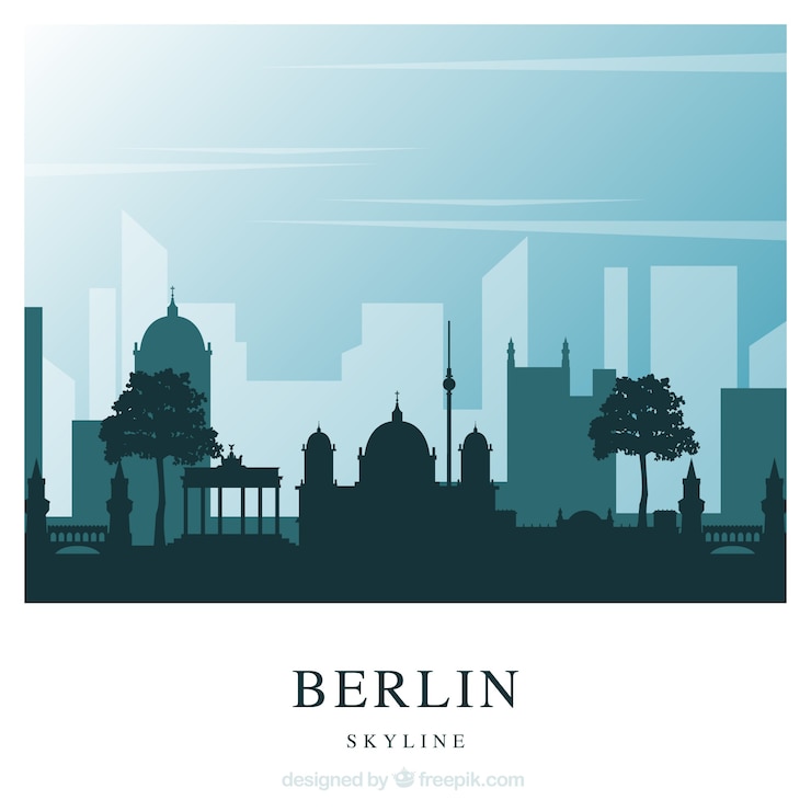 Bezpłatny plik Wektor niebieska linia horyzontu berlin tle