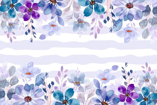 Niebieski fioletowy kwiat ogród tło z akwarelą