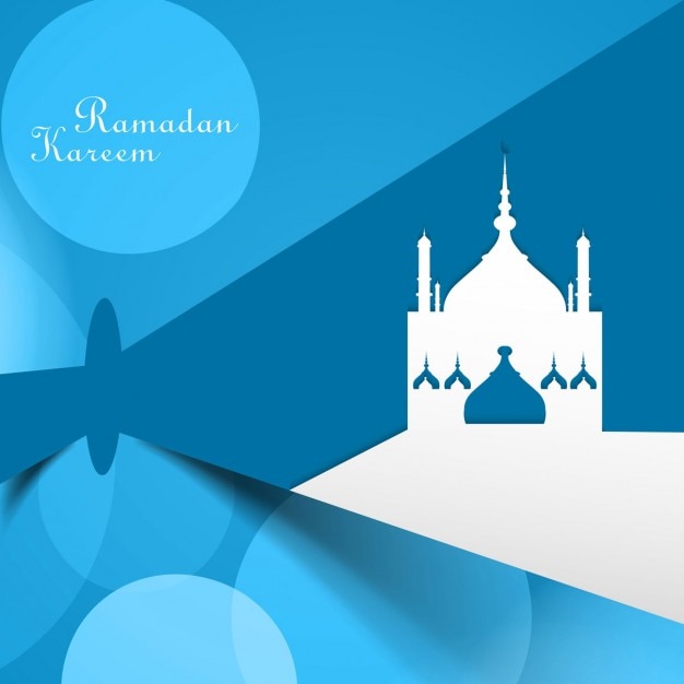 Bezpłatny wektor niebieski kolor tła ramadan kareem