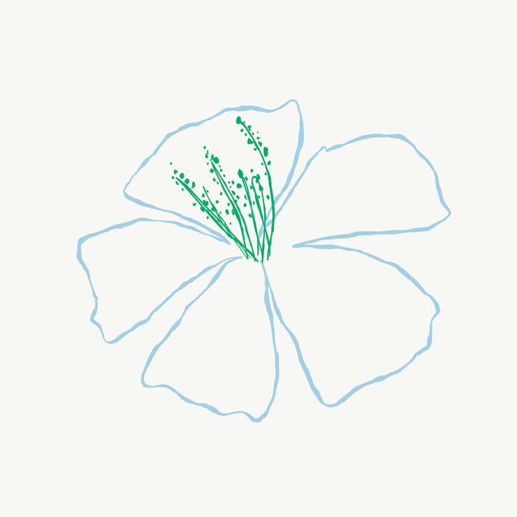 Bezpłatny plik Wektor niebieski kwiat hibiskusa wektor ładny ilustracja doodle