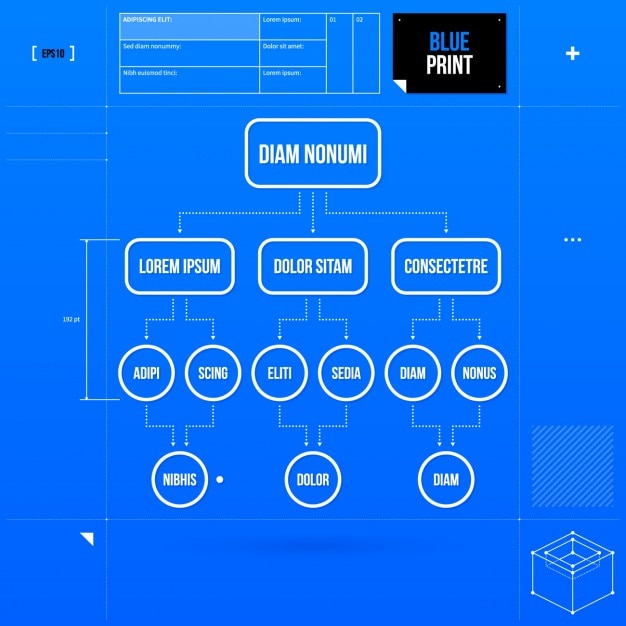 Bezpłatny wektor niebieski schemat infografika