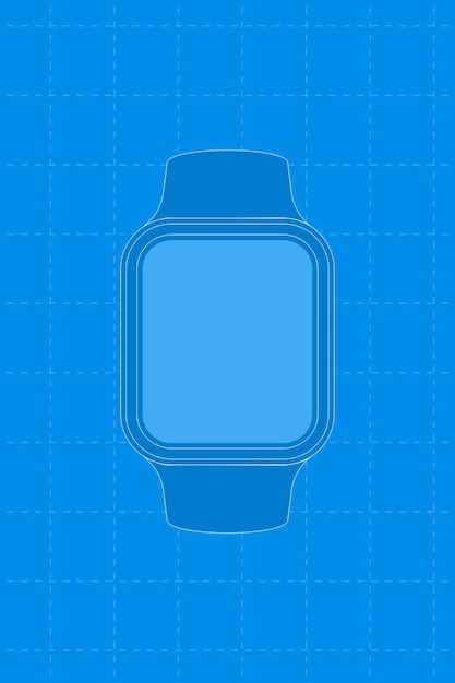 Niebieski smartwatch, pusty prostokątny ekran, ilustracja wektorowa urządzenia do śledzenia zdrowia