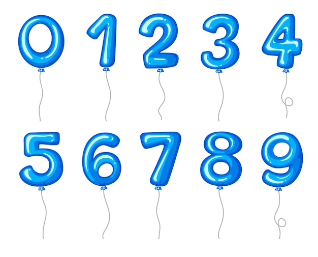 Bezpłatny wektor niebieskie balony w kształcie liczb