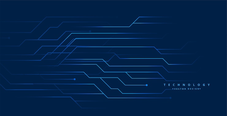 Bezpłatny plik Wektor niebieskie linie obwodu technologii cyfrowy projekt tła