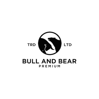 Niedźwiedź byka na projekt logo finansów koła